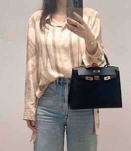 에르메스 쿼터백, 켈리 28사이즈 블랙/금장 사계절 코디 리뷰