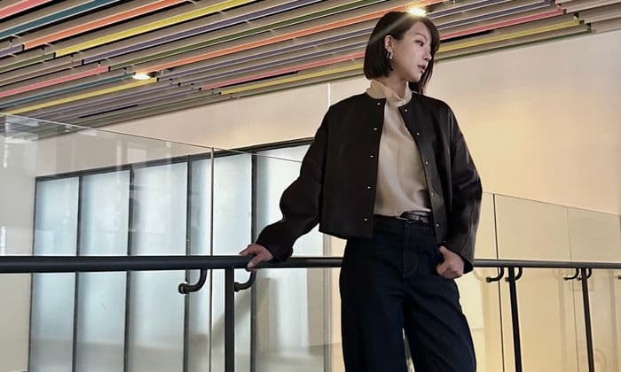 가을 OOTD, 랑방컬렉션 26FW 레더 재킷 및 스커트 코디 착샷 후기