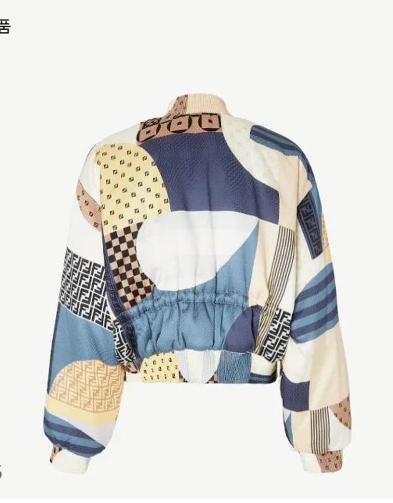 Just sharing my thoughts on the Fendi Patchwork Print Blue Silk Reversible Bomber!