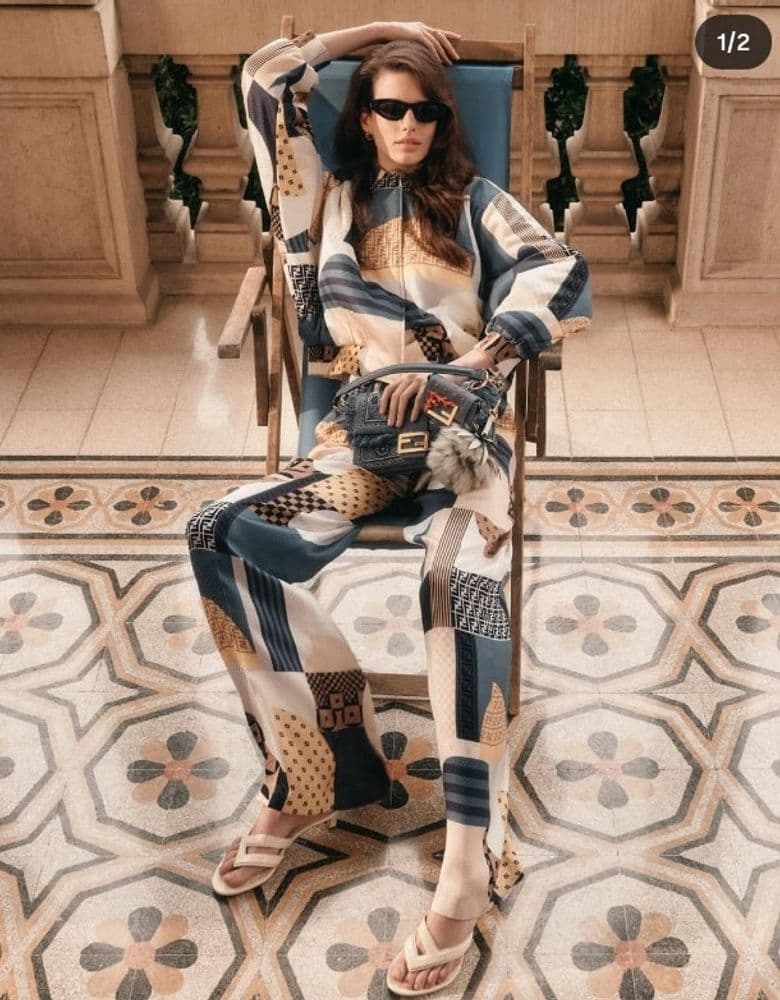 Just sharing my thoughts on the Fendi Patchwork Print Blue Silk Reversible Bomber!