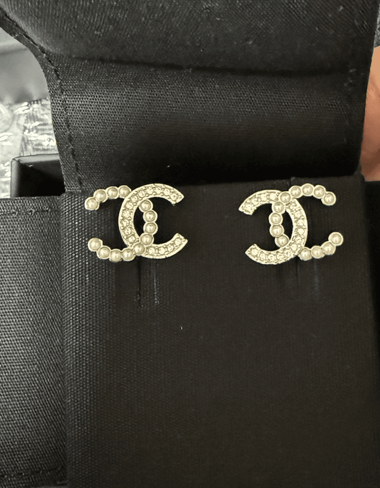Chanel custom jewelry, earrings with a subtle twist on the classic CC design!