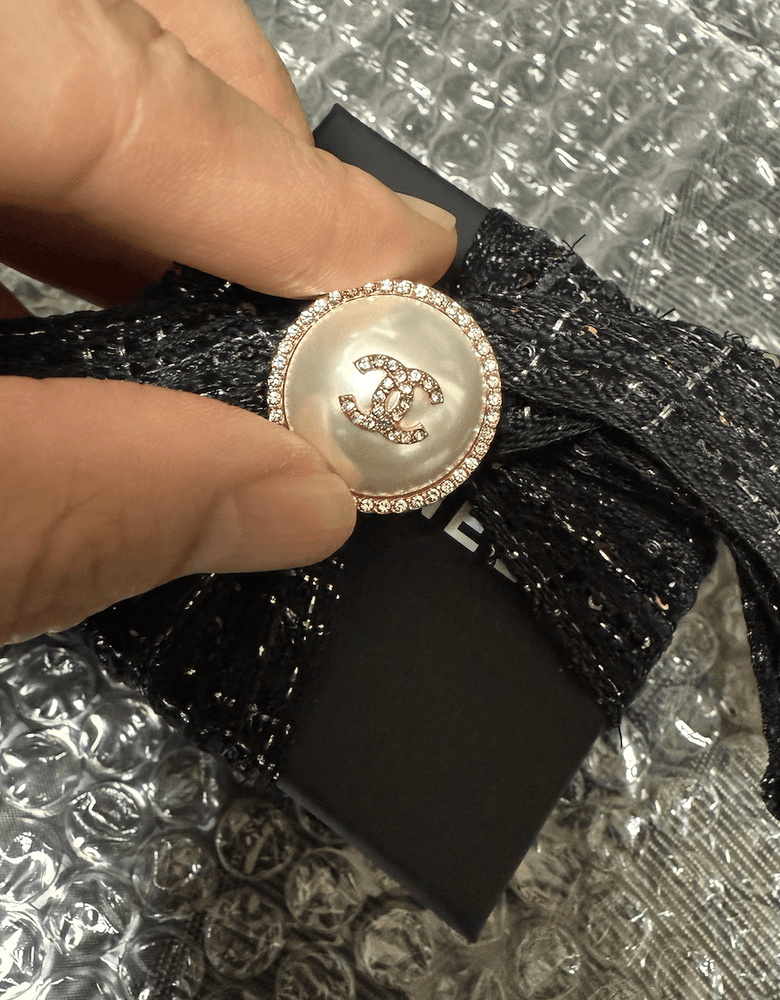 Chanel custom jewelry, earrings with a subtle twist on the classic CC design!