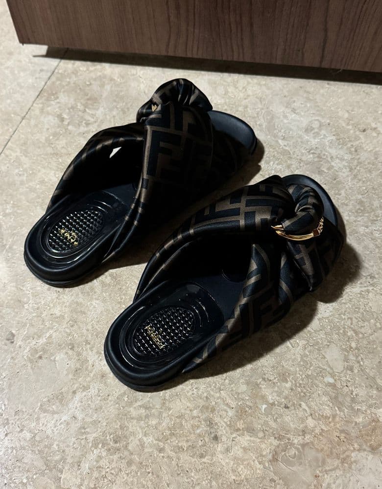 Fendi satin slippers