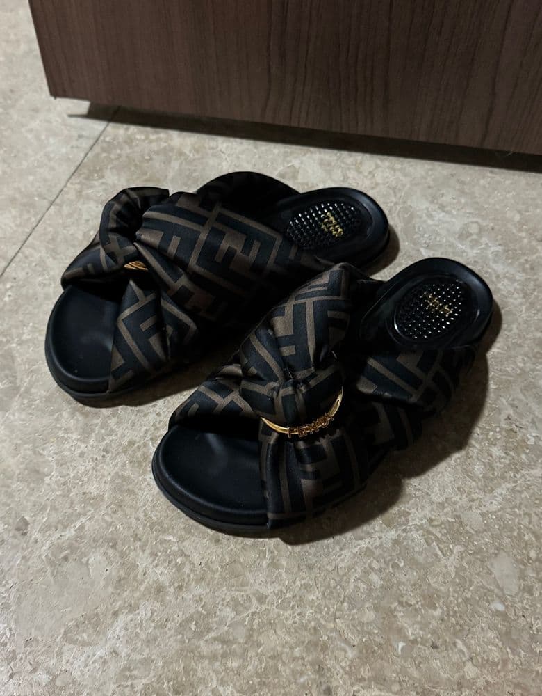 Fendi satin slippers