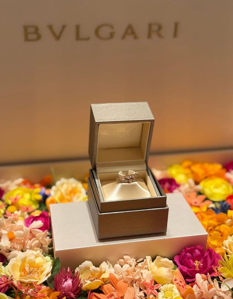 Bulgari Serpenti ring (full pavé) and bracelet (demi-pavé)