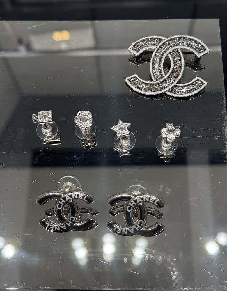 Chanel logo earrings, a piece of custom jewelry. They'd make a great statement earring.