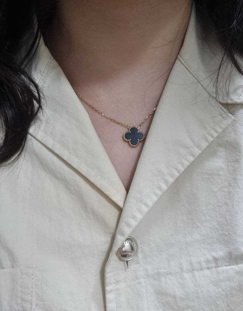 Van Cleef & Arpels Vintage Alhambra Onyx Necklace