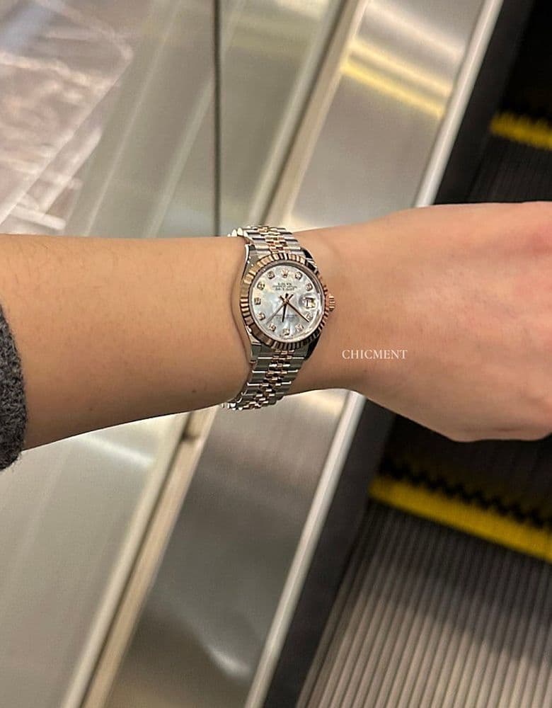 롤렉스 데이트저스트 28 로즈골드 콤비 자개 텐포