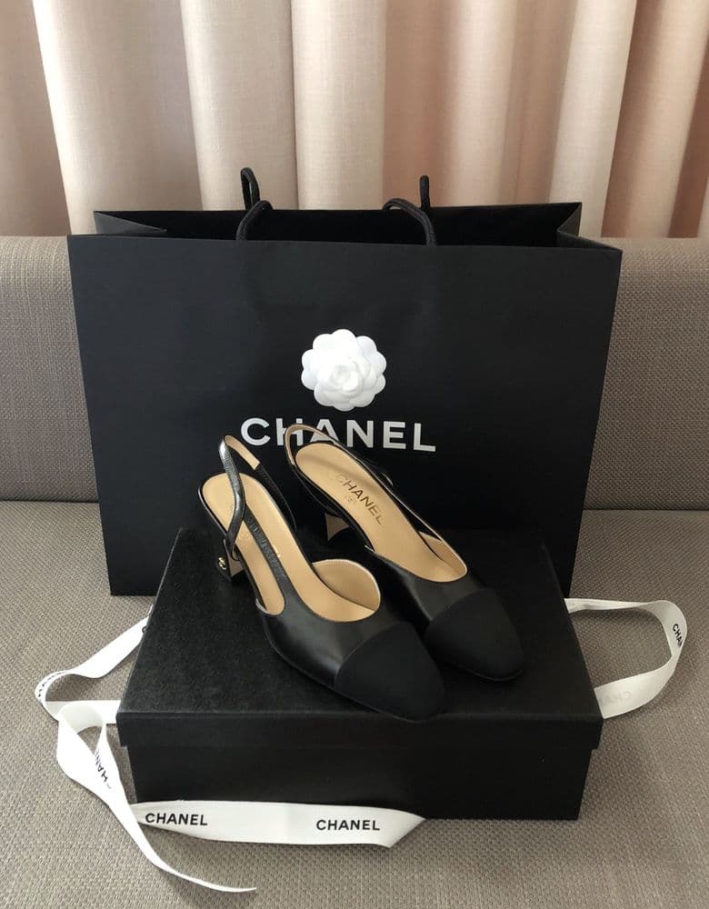 Black Chanel Slingbacks