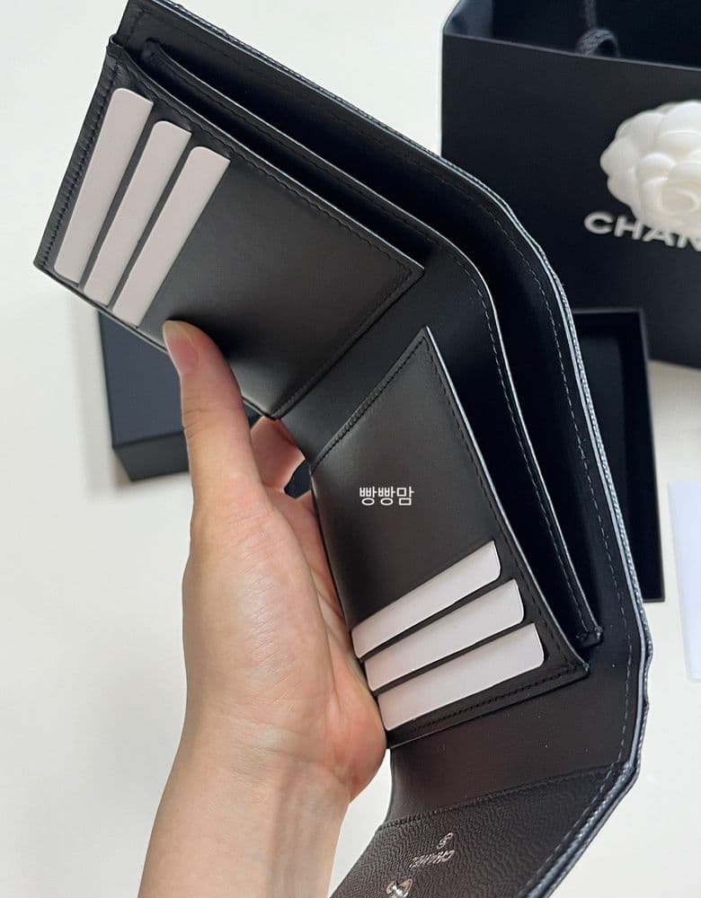Chanel Boy Wallet, Caviar leather with silver hardware