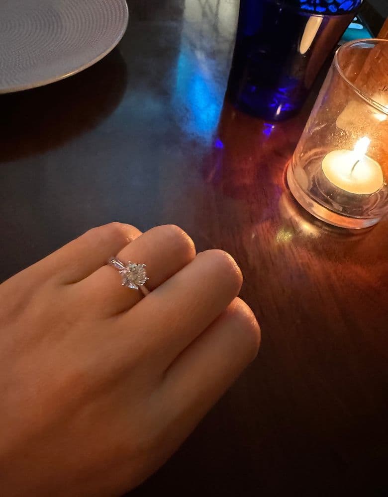 Lab-grown diamond ring and tennis bracelet.