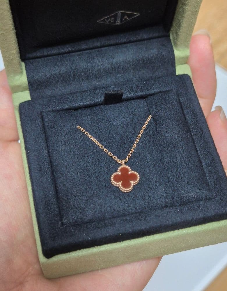 Van Cleef Sweet Alhambra Carnelian Necklace