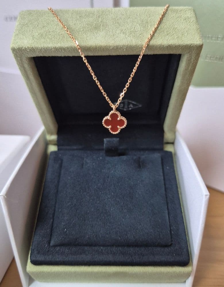 Van Cleef Sweet Alhambra Carnelian Necklace