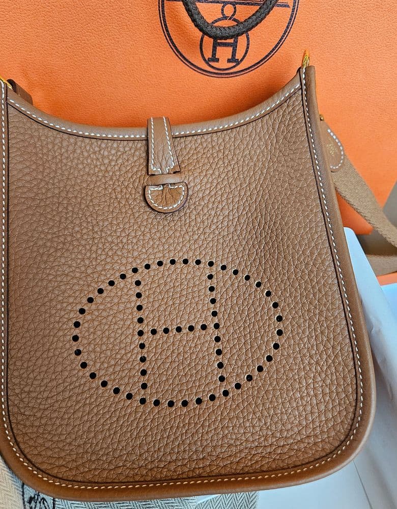 Hermès Mini Evelyne in Gold with Gold Hardware