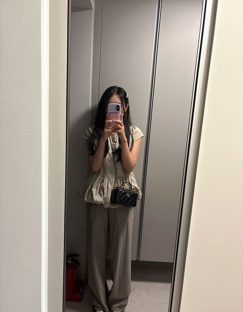 Chanel vanity bag, modeled.