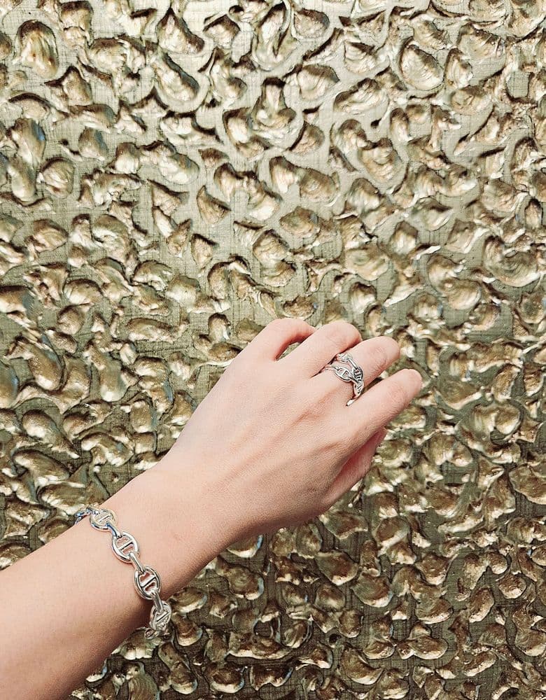 Hermès Silver Chaine d'Ancre Double Ring