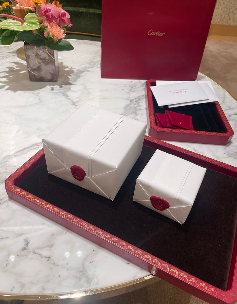 Cartier LOVE Ring, paved, small model; Juste un Clou classic ring, half-paved.