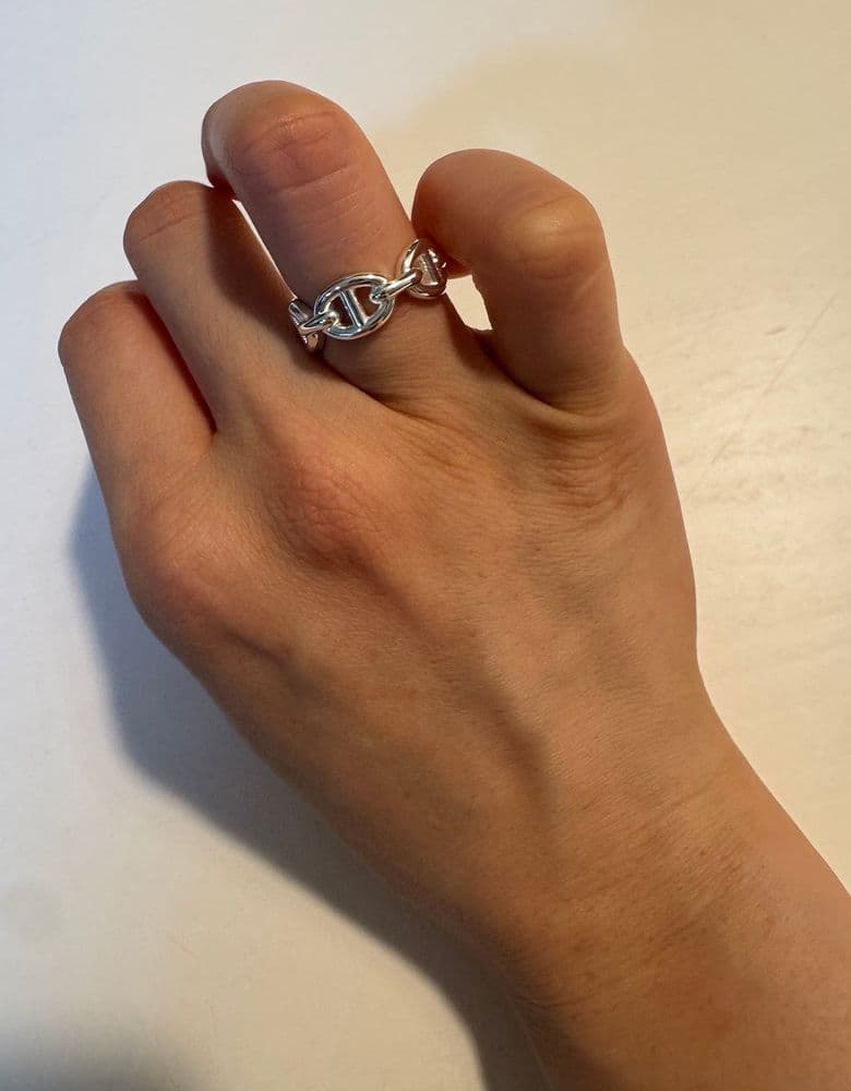 Hermès Chaine d'Ancre Enchainee Ring in Silver, size 49