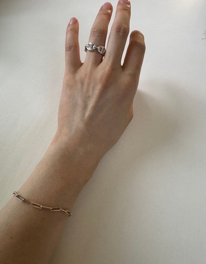 Hermès Chaine d'Ancre Enchainee Ring in Silver, size 49