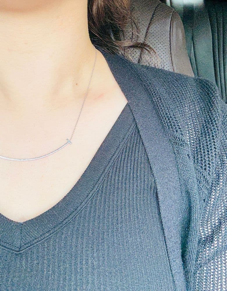 Tiffany T Smile Necklace (White Gold, Large)