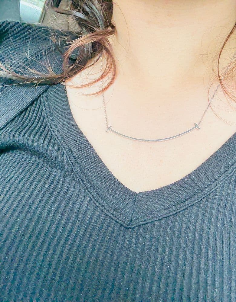 Tiffany T Smile Necklace (White Gold, Large)