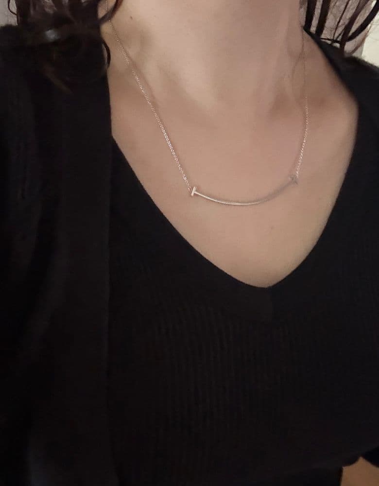 Tiffany T Smile Necklace (White Gold, Large)