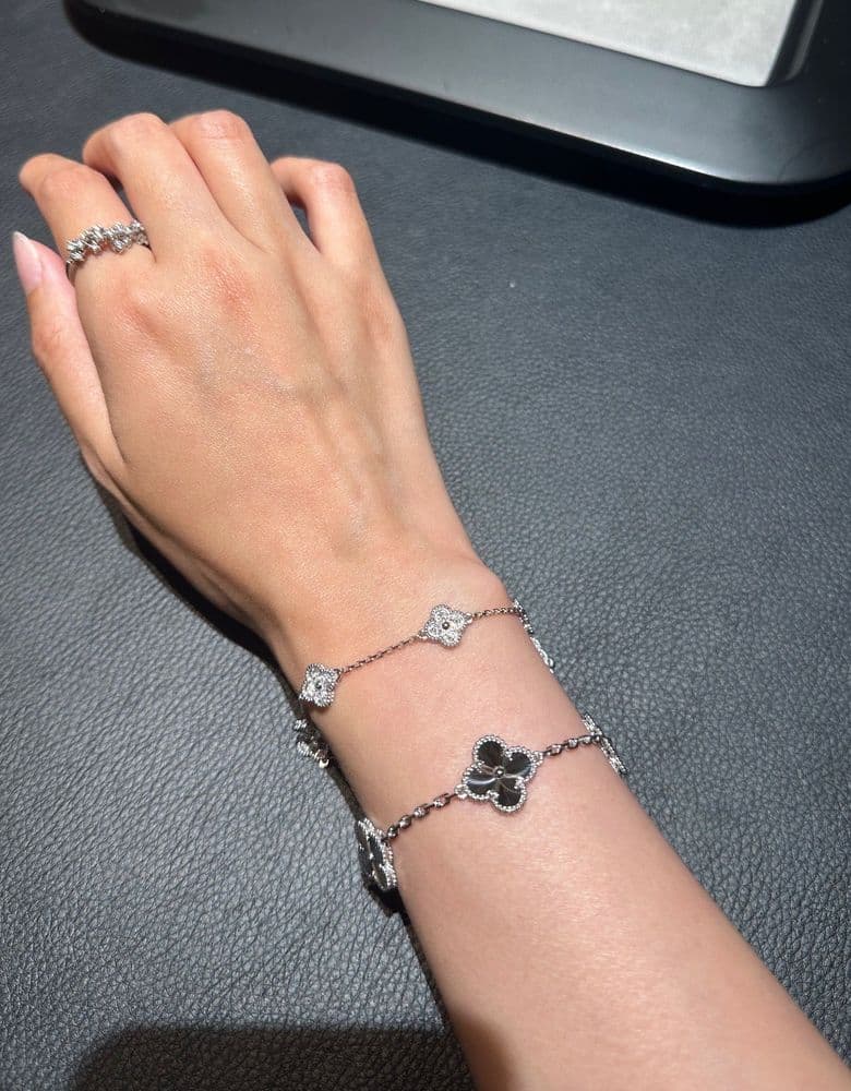 Looking to purchase a Van Cleef & Arpels Vinda necklace. Also considering Vinda earrings, the Sweet Alhambra diamond 6 motif, Guilloché 5 motif, Damiani Mimosa ring and earrings, and Fred Chance Infinite earrings (pics of them on would be great!).