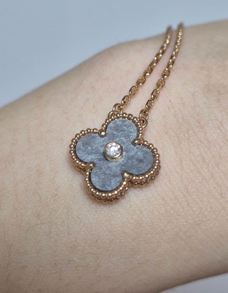 Van Cleef & Arpels Holiday Necklace - Silver Obsidian