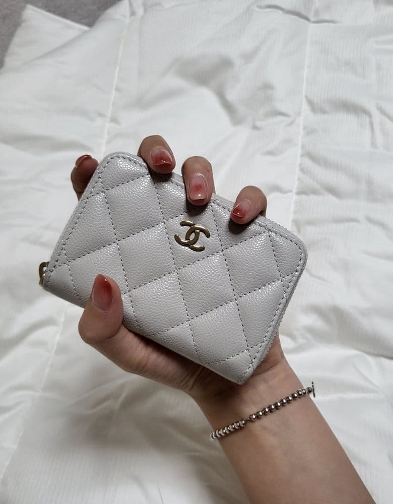 Chanel Classic Zip Around Wallet, White