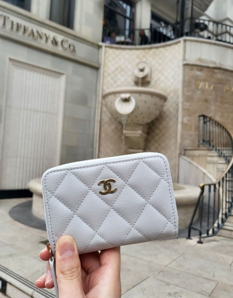 Chanel Classic Zip Around Wallet, White