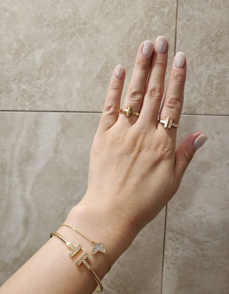 Tiffany T Ring with Mother-of-Pearl Inlay