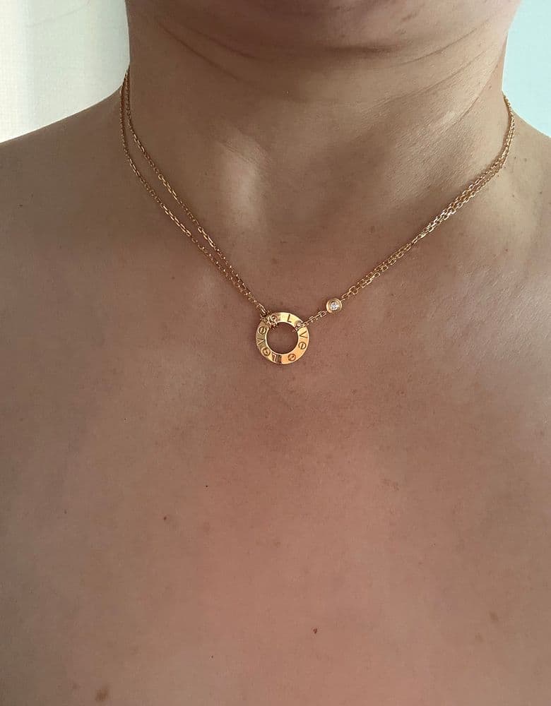 Cartier LOVE Pendant Necklace with 2 Diamonds in Yellow Gold