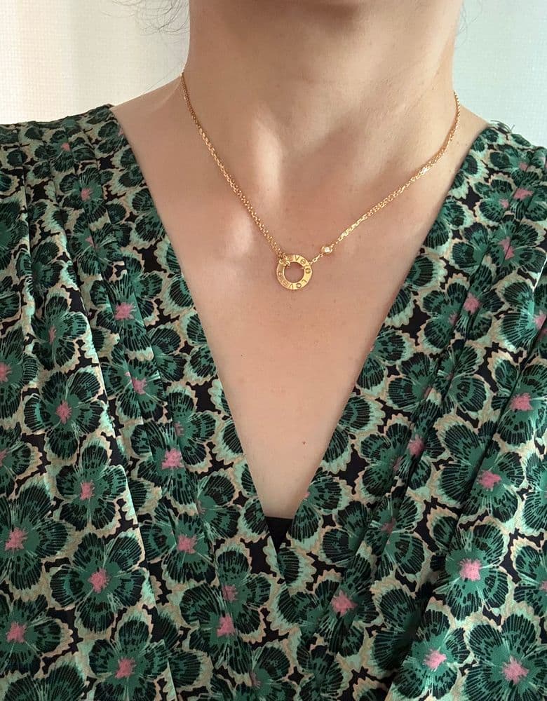 Cartier LOVE Pendant Necklace with 2 Diamonds in Yellow Gold