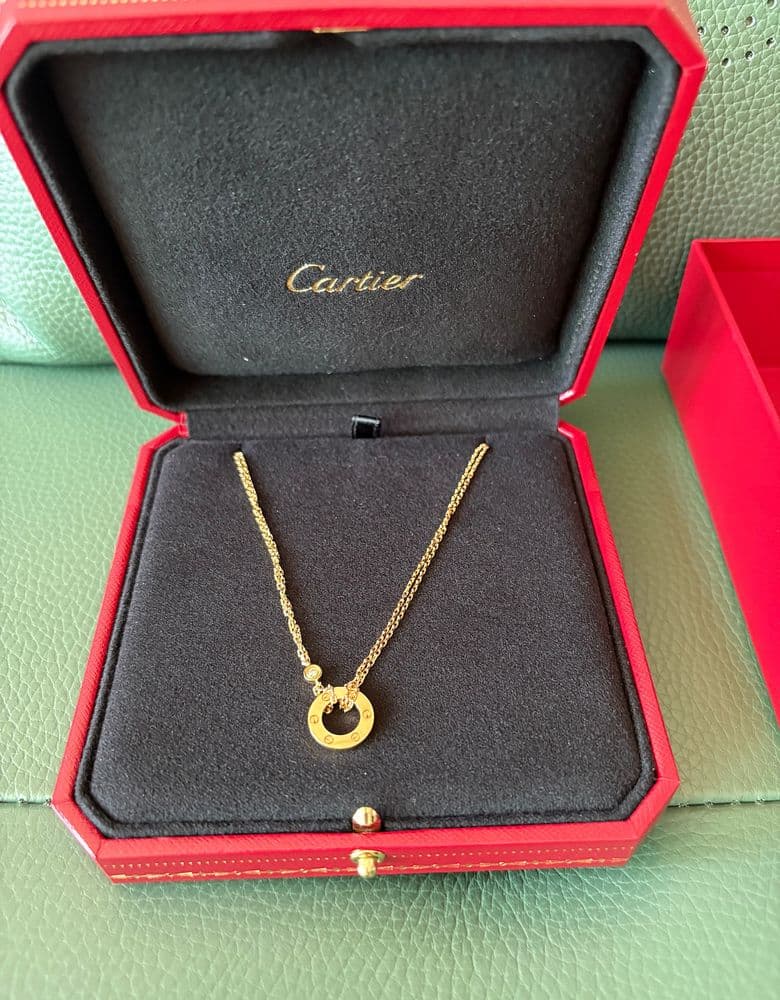 Cartier LOVE Pendant Necklace with 2 Diamonds in Yellow Gold