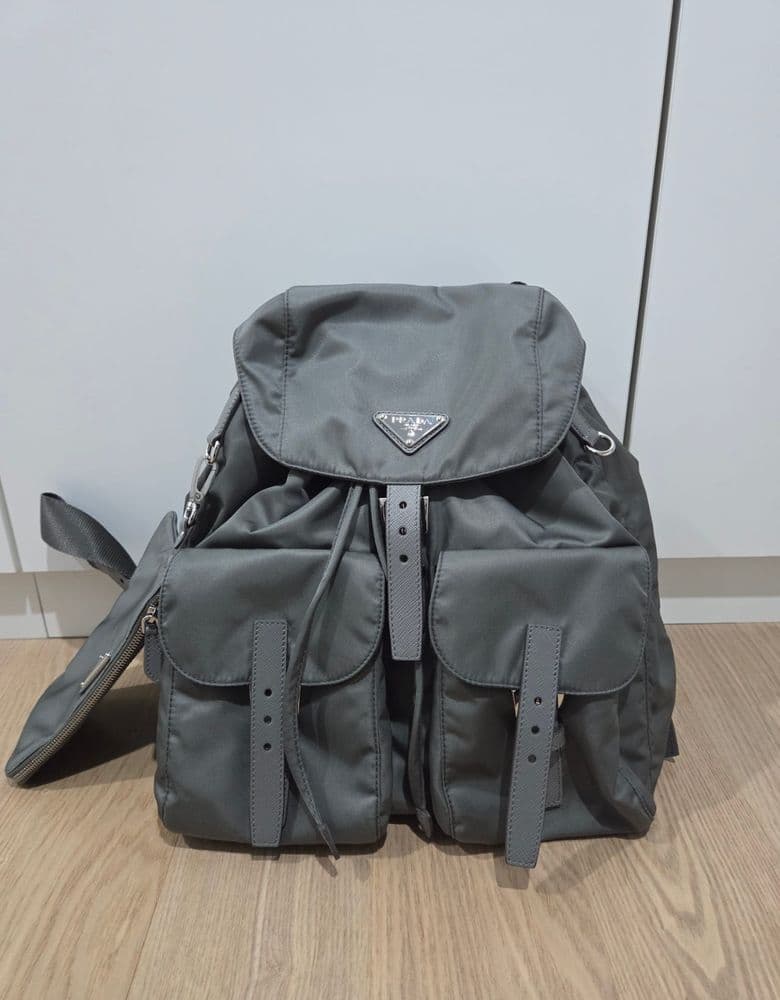 Prada medium backpack in Mercury Grey