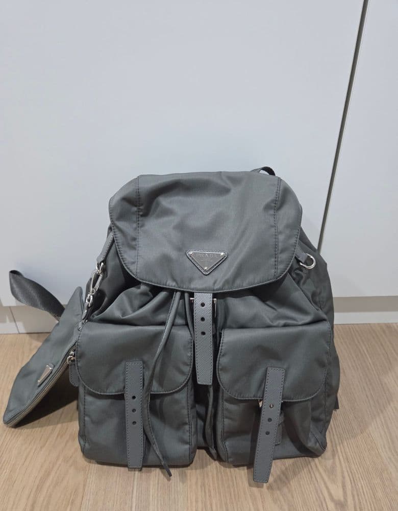 Prada medium backpack in Mercury Grey