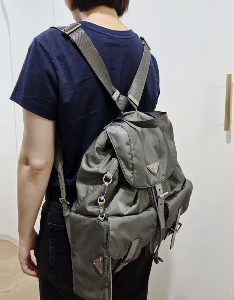 Prada medium backpack in Mercury Grey