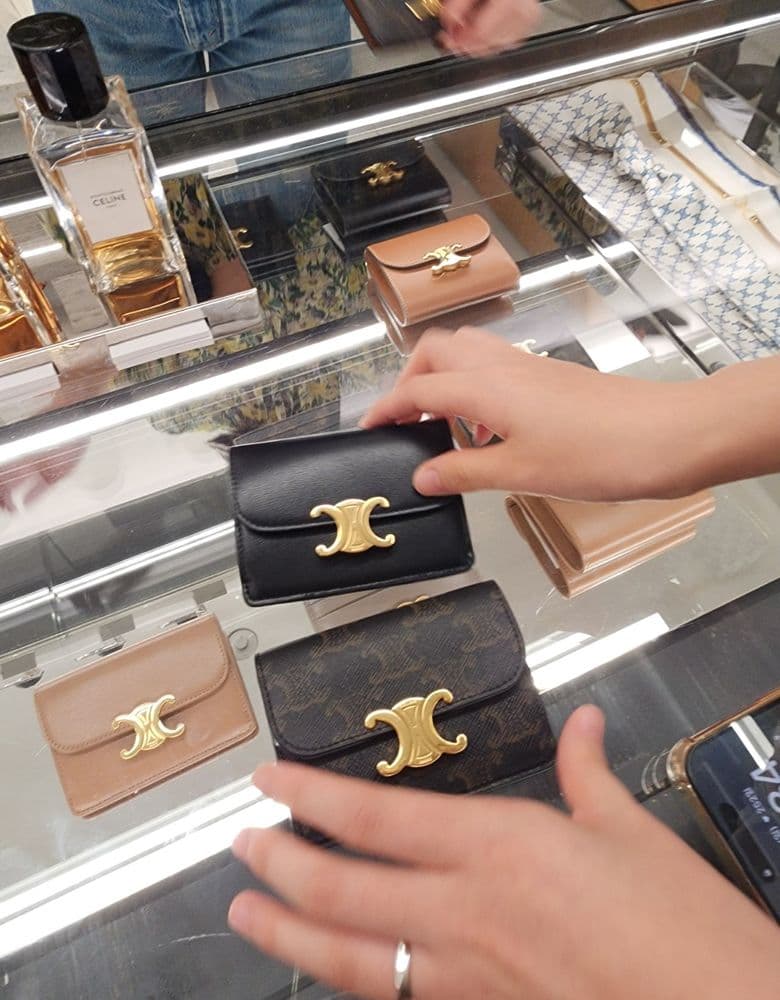 셀린느 트리옹프 플랩 카드 지갑 - 캔버스