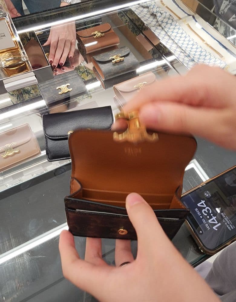 셀린느 트리옹프 플랩 카드 지갑 - 캔버스