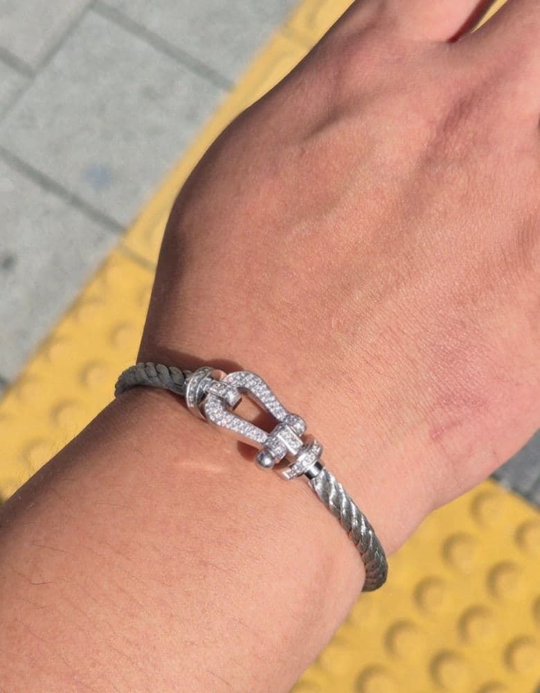 프레드 포스텐 라지 화이트 골드 팔찌