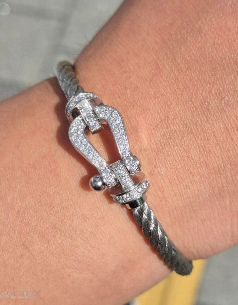 프레드 포스텐 라지 화이트 골드 팔찌