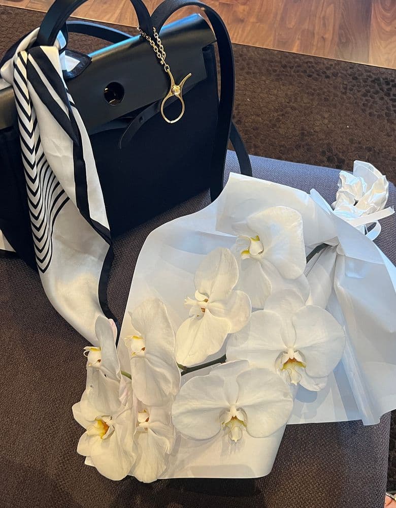 에르메스 누아 금장 에르백 착샷