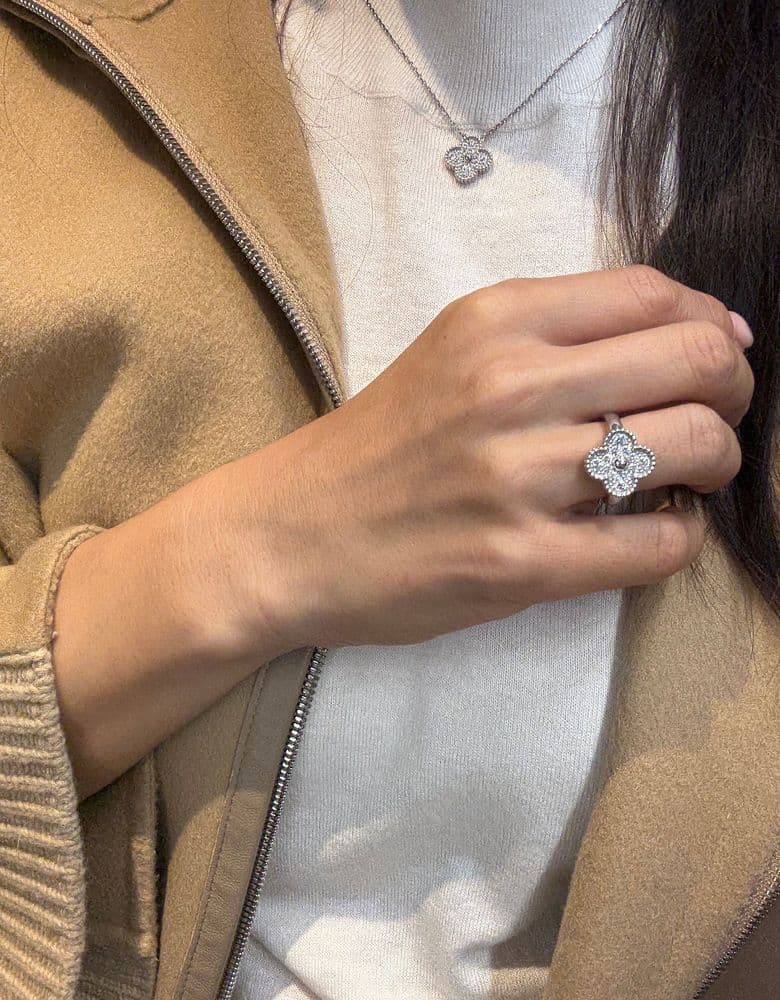 Van Cleef & Arpels Vintage Alhambra Diamond Necklace & Ring