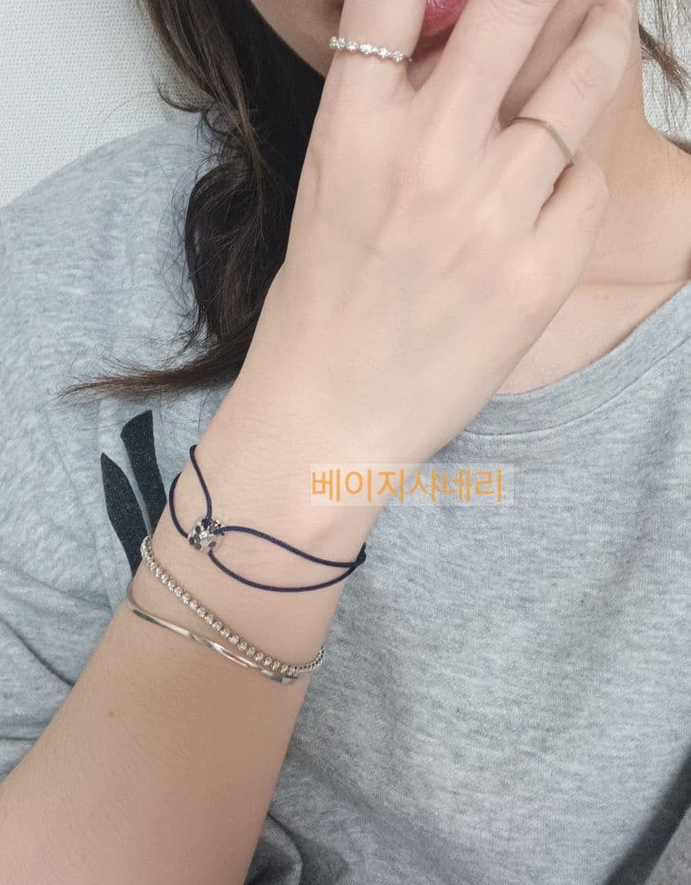 비드쇼메 끈 팔찌 화골(화이트 골드) 세트 완성(잠실 팝업 구입)