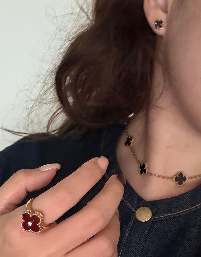 Van Cleef Vintage Alhambra Carnelian Ring (Onyx included as a bonus).