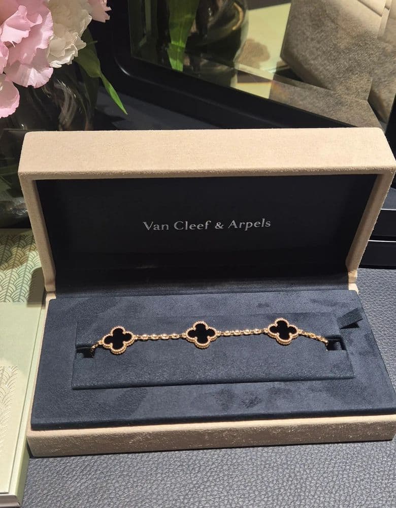 Van Cleef & Arpels 5-Motif Onyx Bracelet
