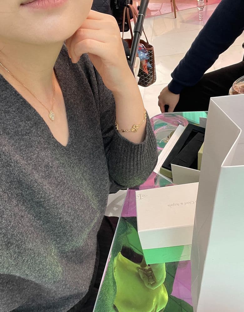 반클리프 빈티지다이아 옐로우 골드&기요세 팔찌 옐로우 골드