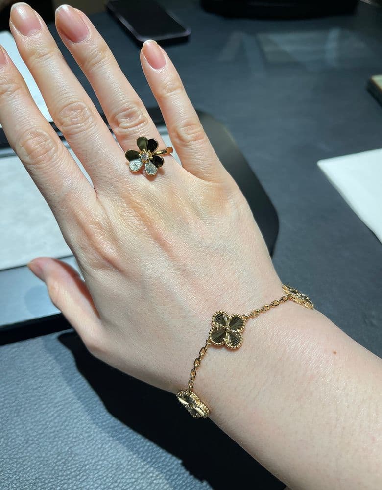 반클리프 빈티지다이아 옐로우 골드&기요세 팔찌 옐로우 골드