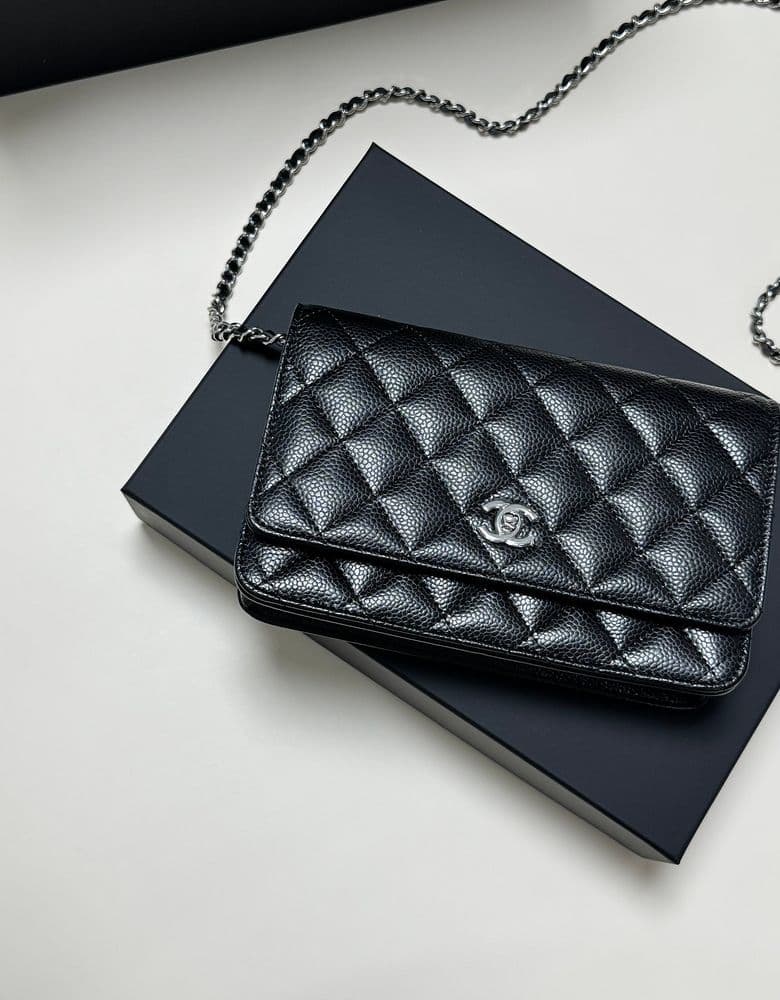 Chanel Wallet On Chain (WOC) Caviar Silver Hardware Turn Lock