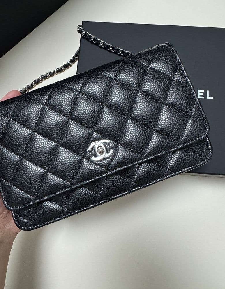 Chanel Wallet On Chain (WOC) Caviar Silver Hardware Turn Lock